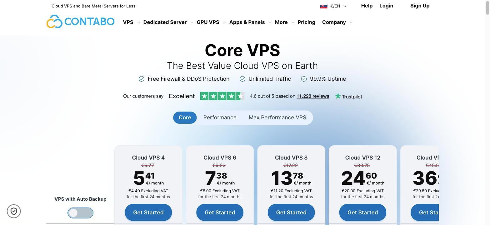 Contabo Cloud VPS cenník